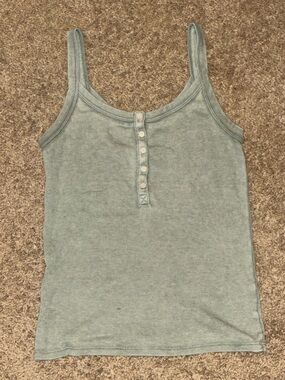 aerie Sage Green Ribbed Henley Cami
